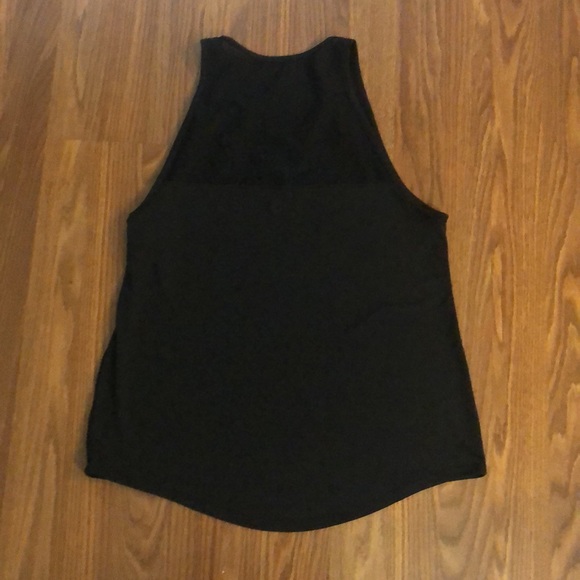 Black sports tank with mesh neckline. - Picture 5 of 6
